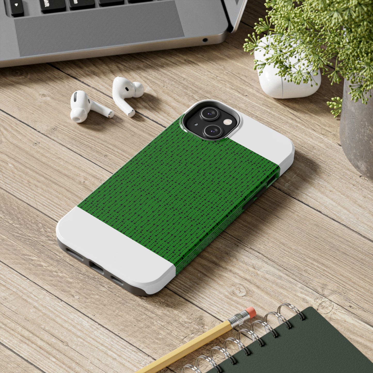 Beaded Curtain Green / Black Phone Case