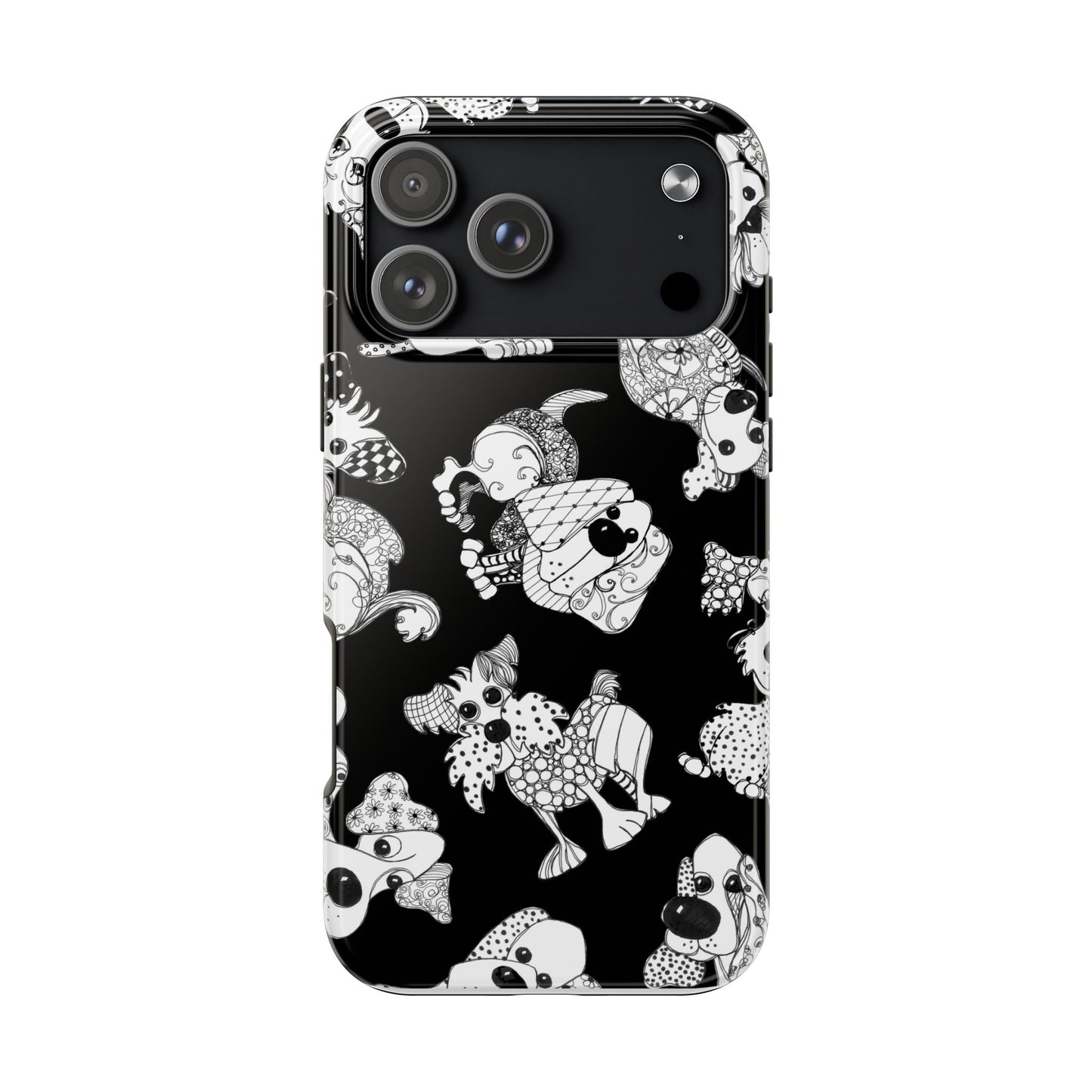 Doodle Dogs Black Phone Case