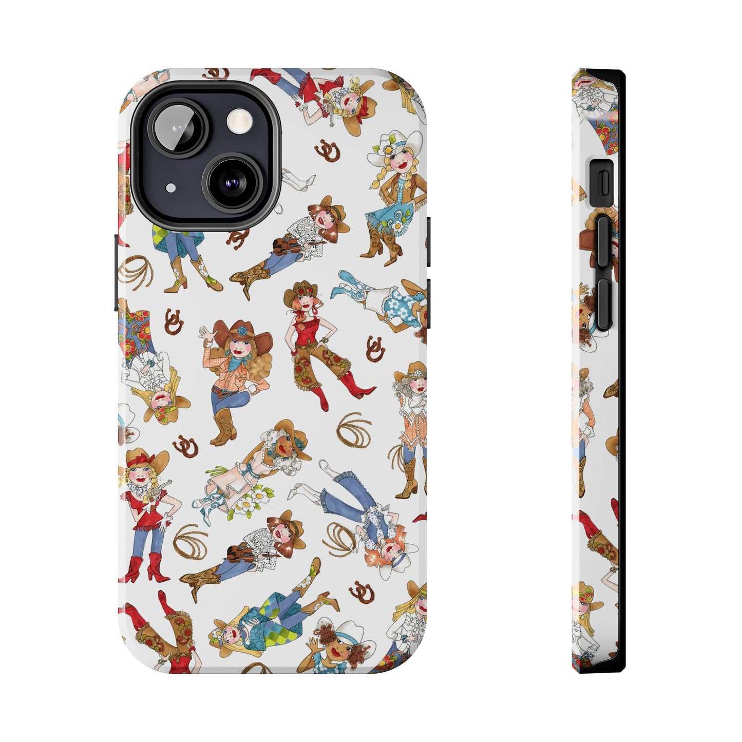 Tossed Cowgirls White Phone Case