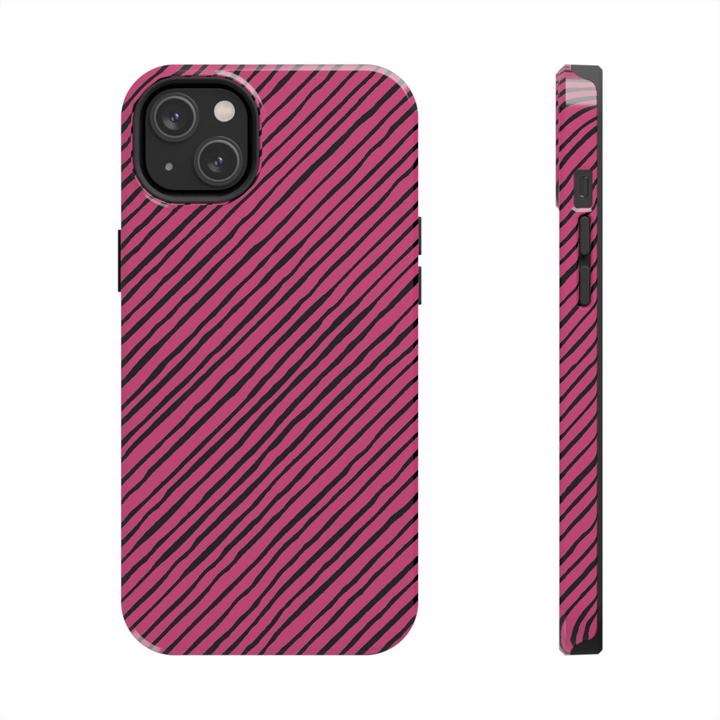 Quirky Bias Stripe Magenta / Black Phone Case