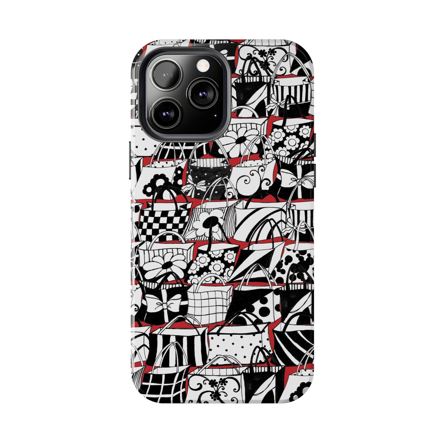 Totally Black, White & Red Phone Case