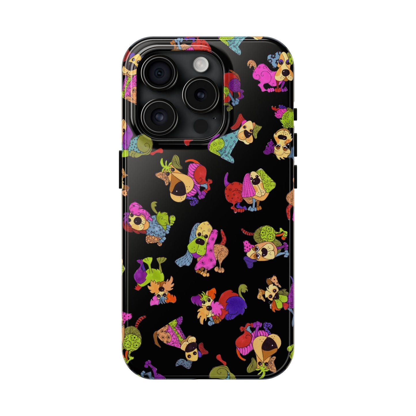Tossed Happy Dogs Black Phone Case