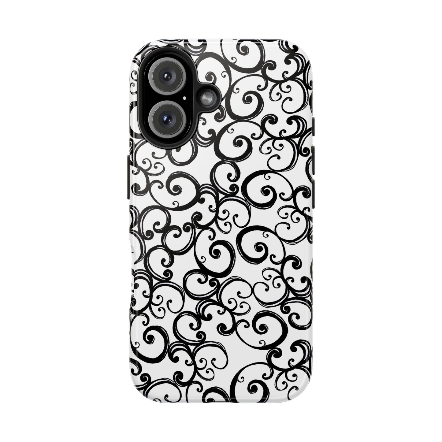 Curls White / Black Phone Case