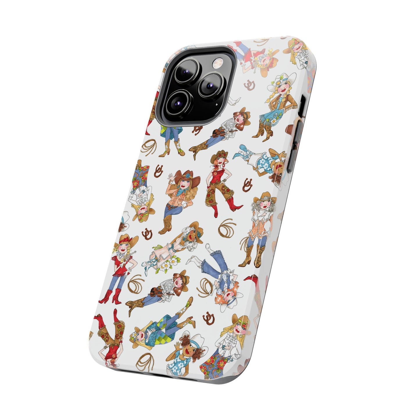 Tossed Cowgirls White Phone Case