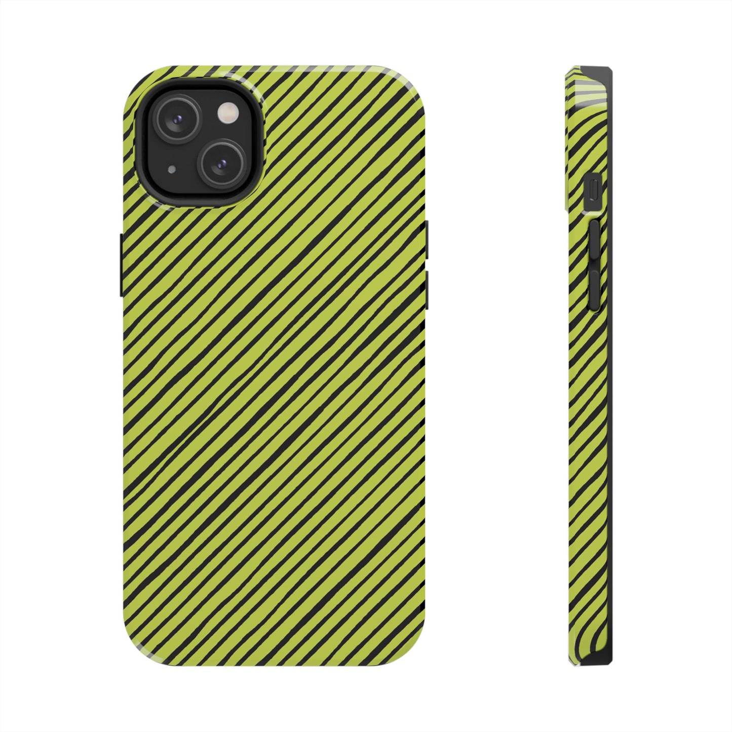 Quirky Bias Stripe Green / Black Phone Case