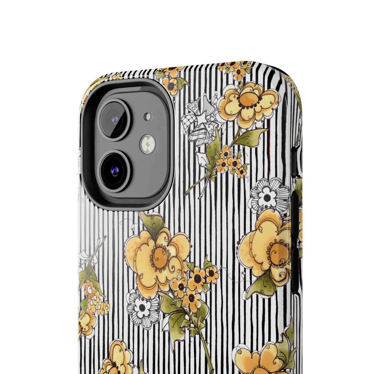 Bee Floral White / Black Phone Case