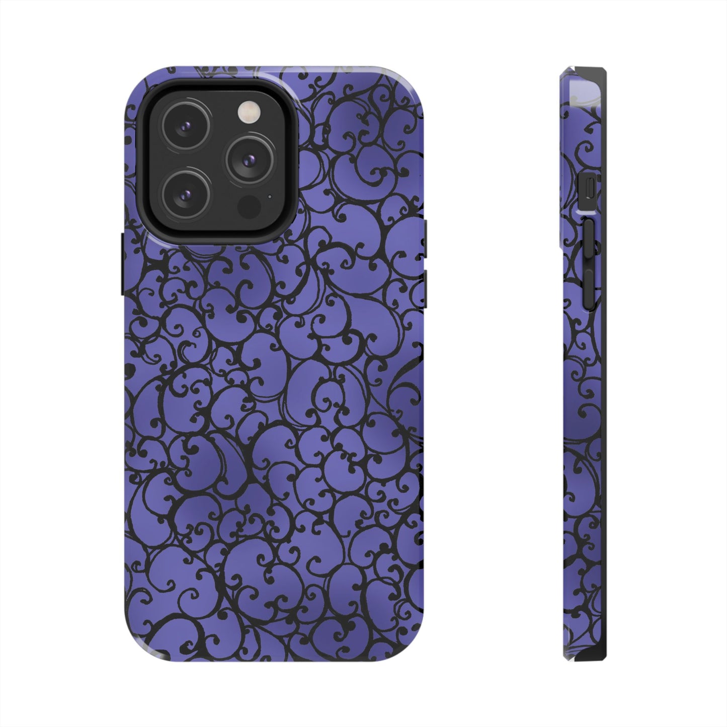 Scrollie Violet / Black Phone Case