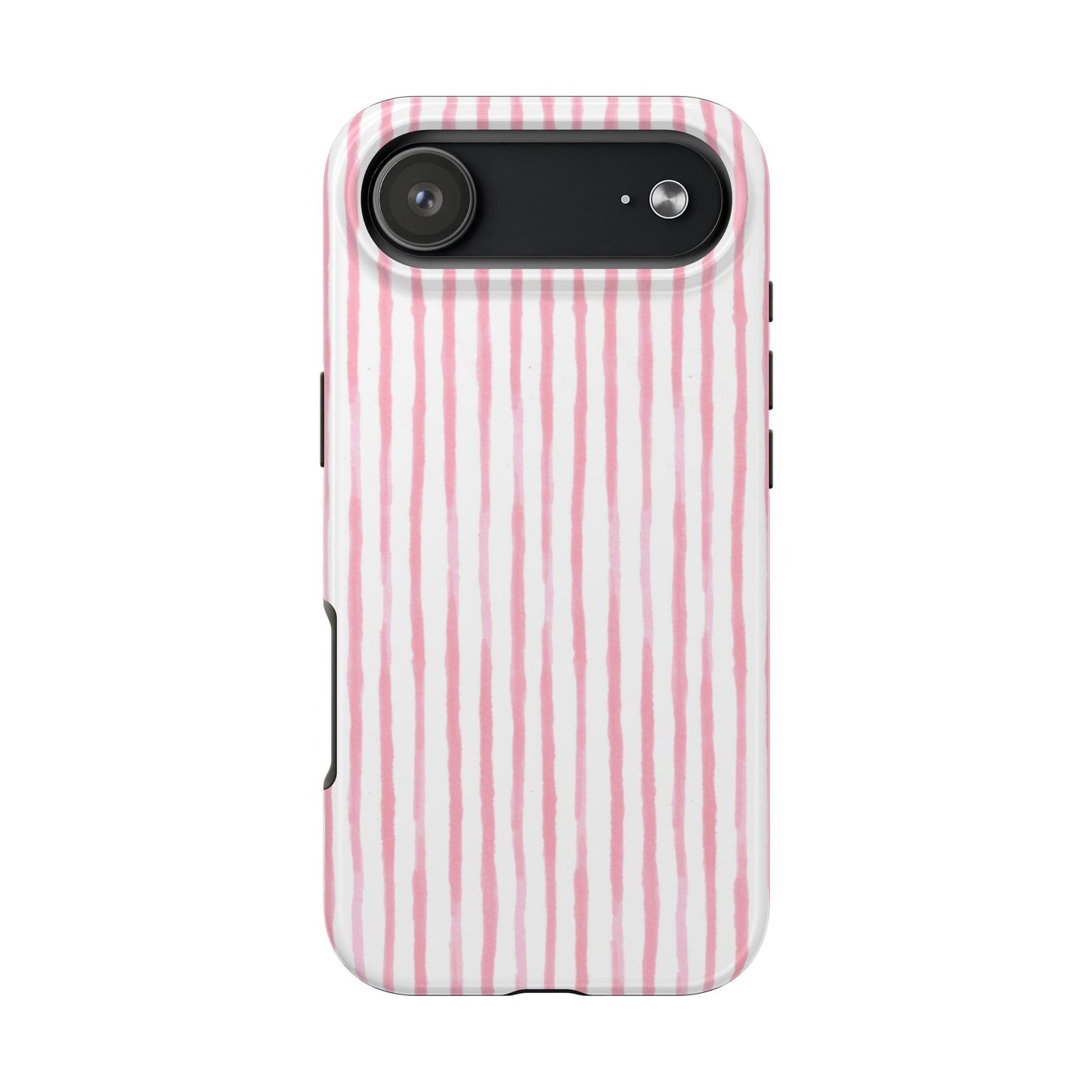 Happy Stripe White / Pink Phone Case