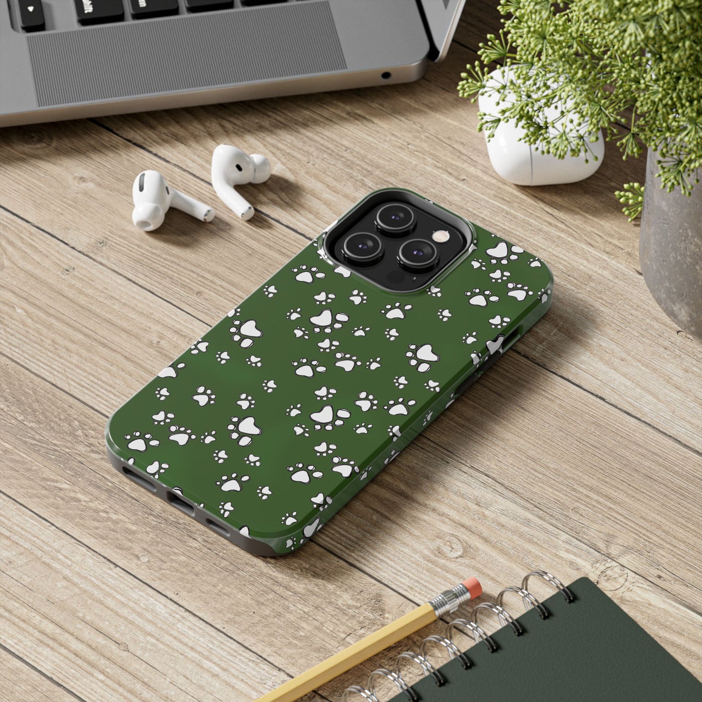 Paw Flakes Green Phone Case