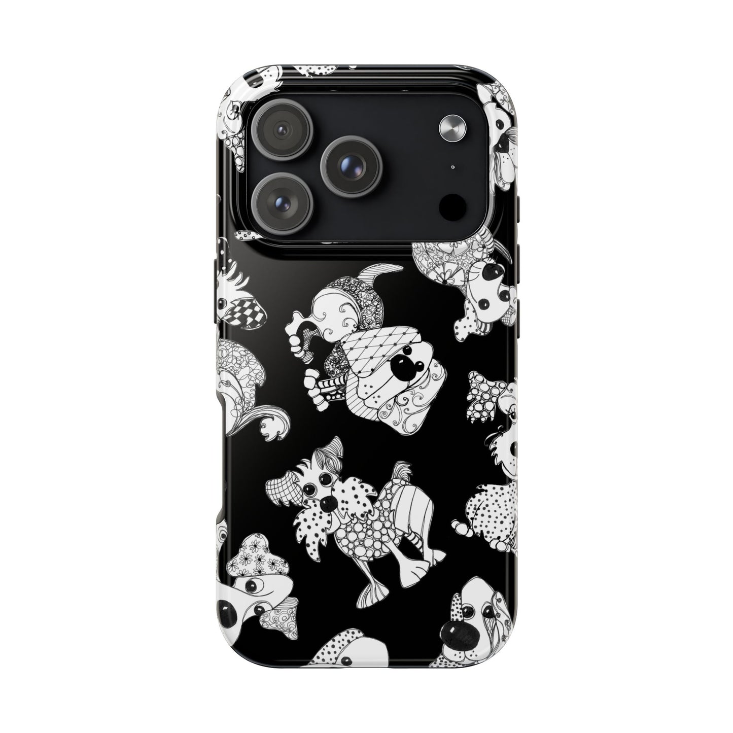 Doodle Dogs Black Phone Case