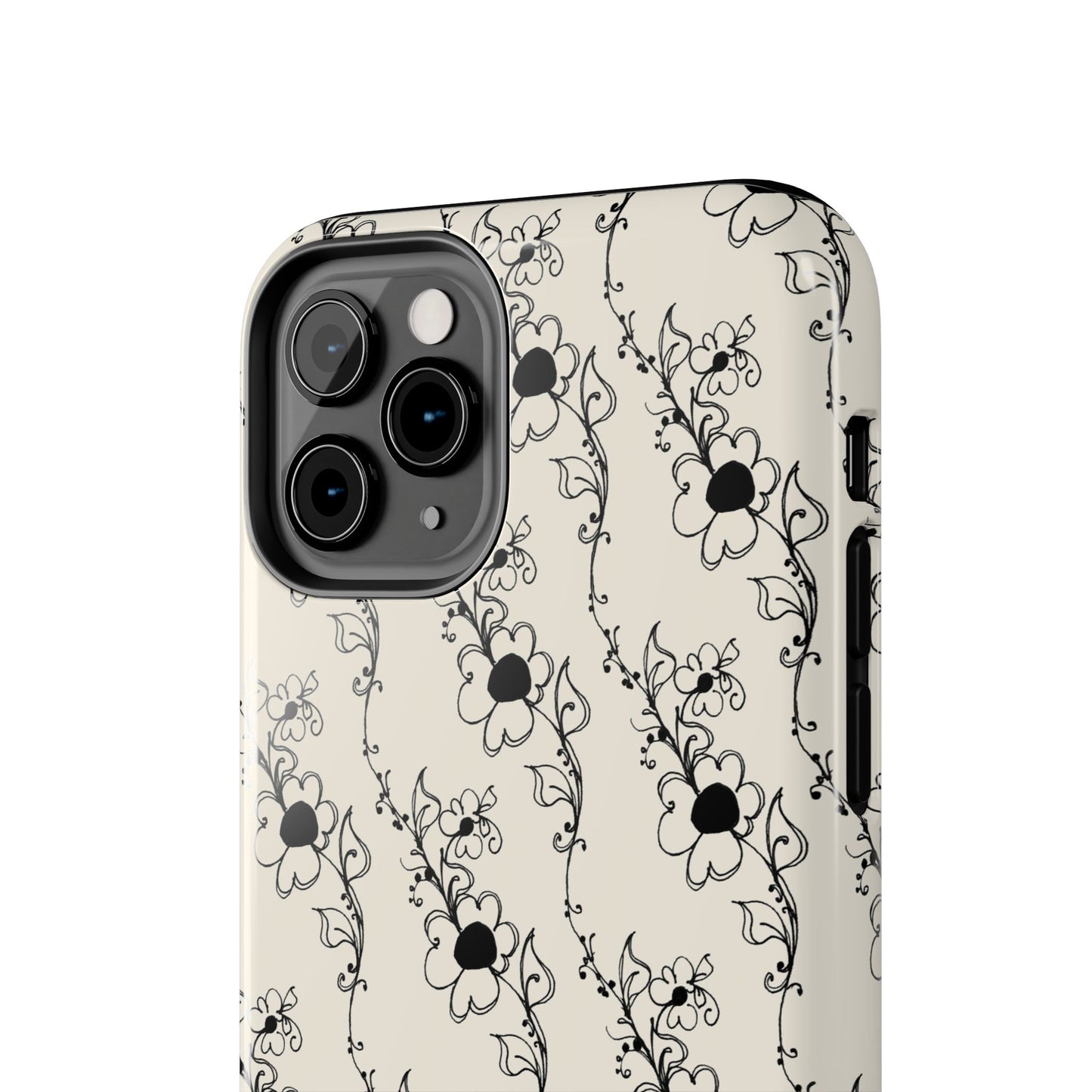 Diagonal Daisies Ivory / Black Phone Case