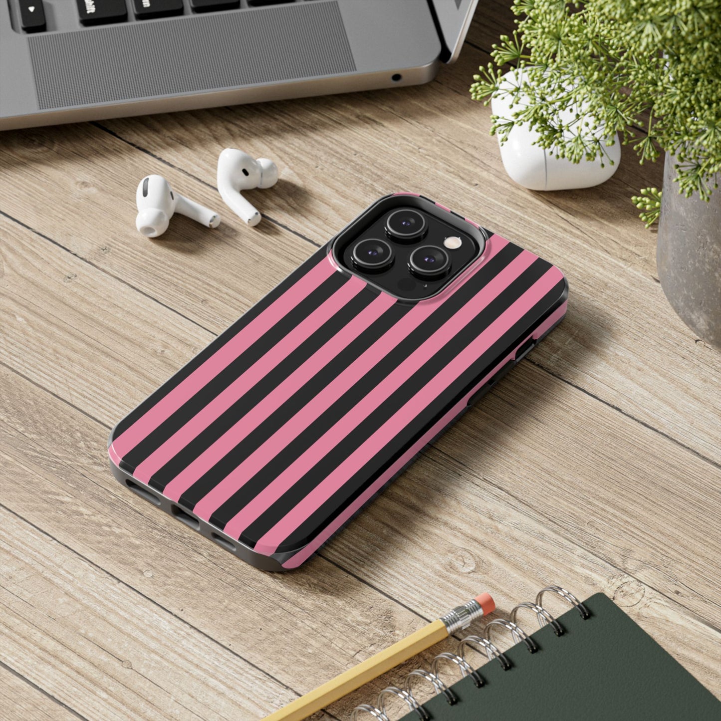 Vertical Stripe Pink / Black Phone Case