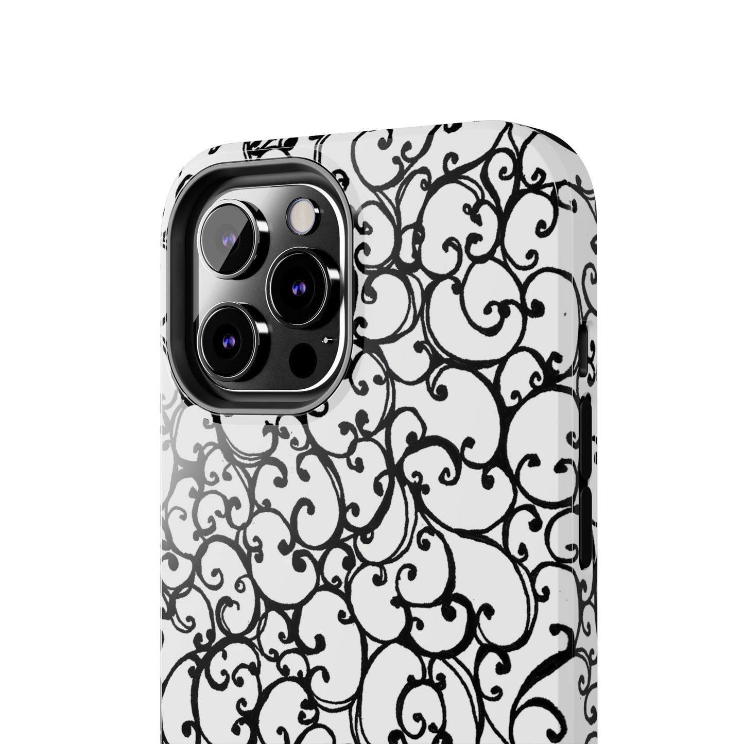 Scrollie White / Black Phone Case