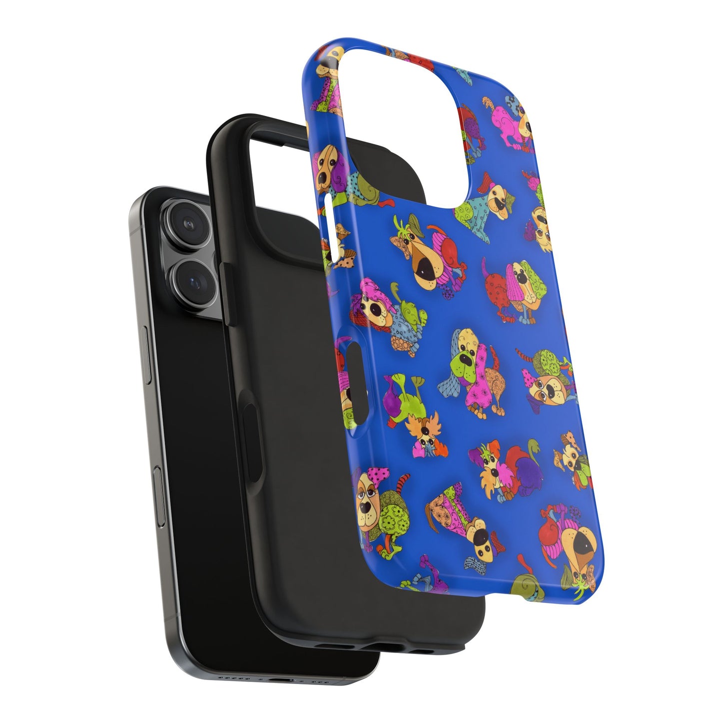 Tossed Happy Dogs Blue Phone Case