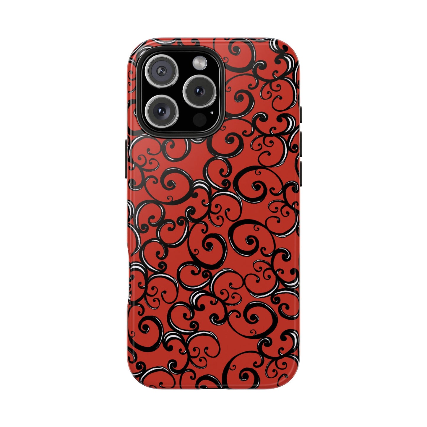 Curls Red / Black Phone Case