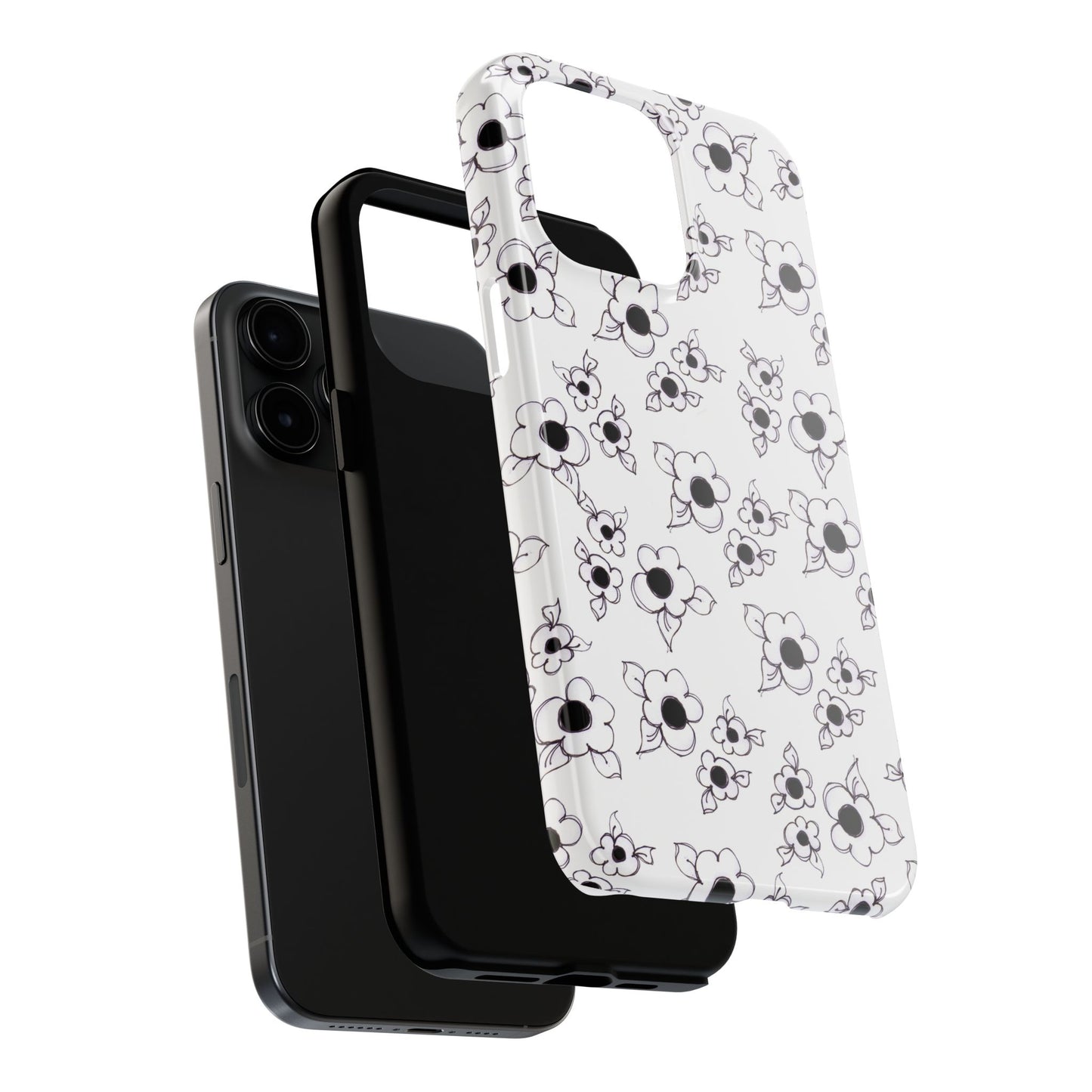 Daisy Cluster White / Black Phone Case