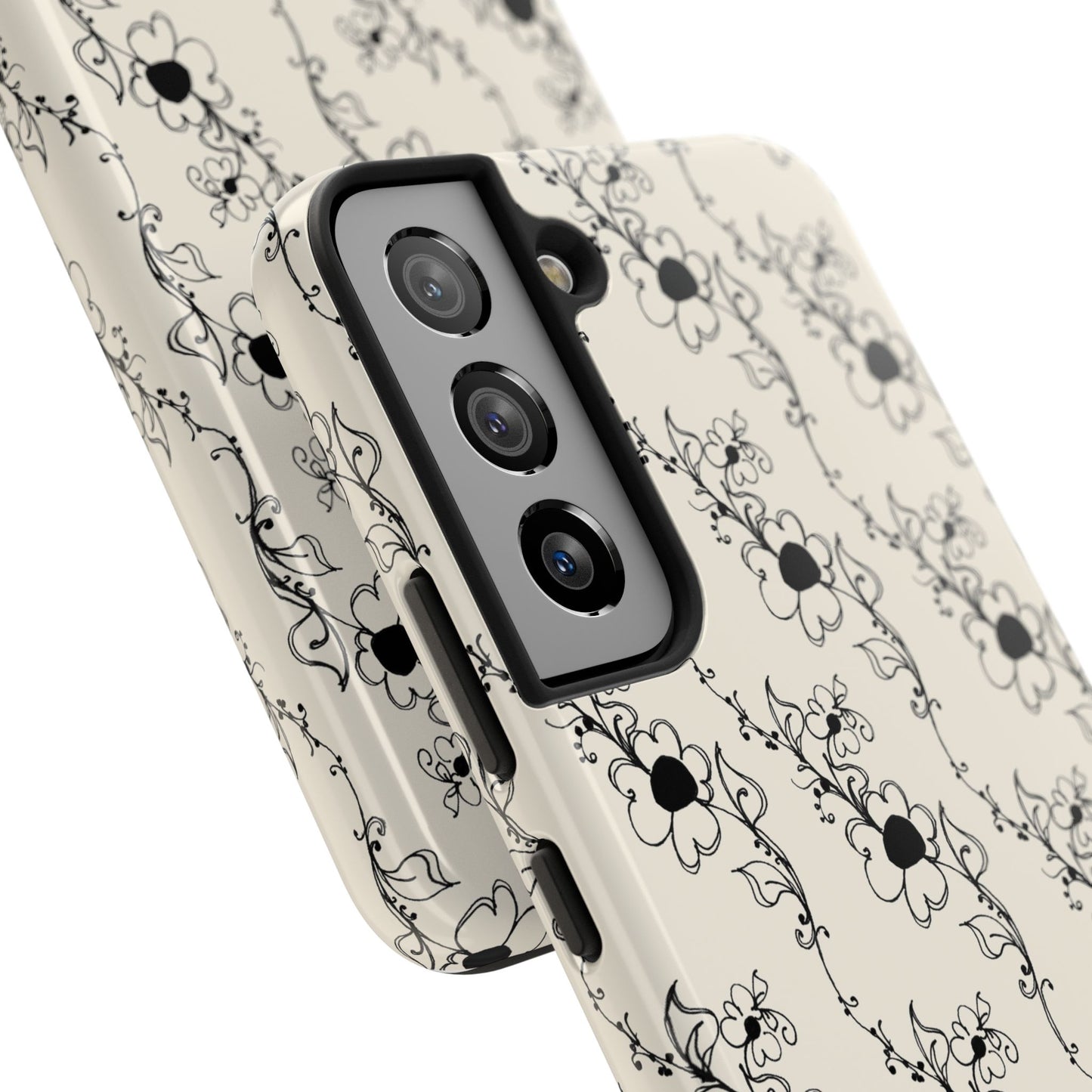 Diagonal Daisies Ivory / Black Phone Case