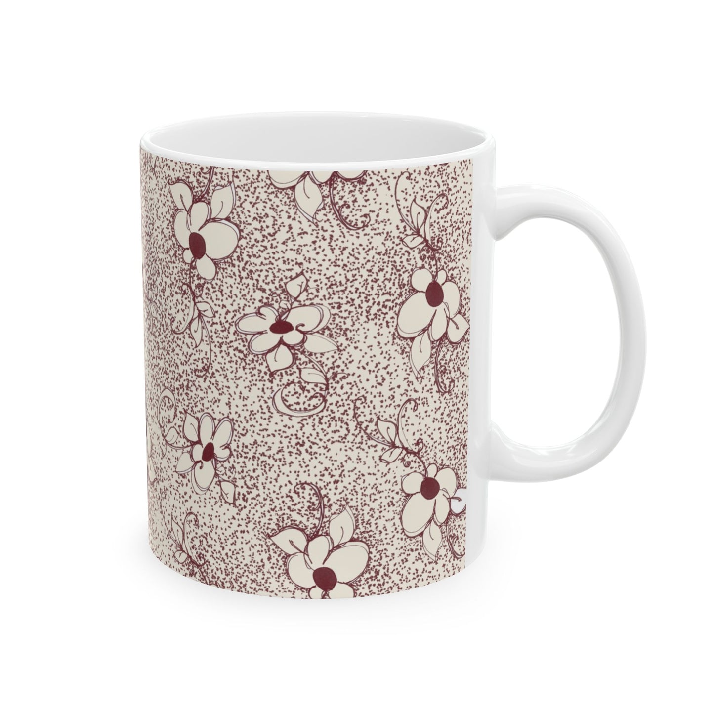 Daisy Specks Ivory / Red Cup