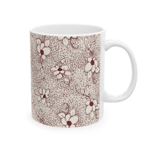 Daisy Specks Ivory / Red Cup