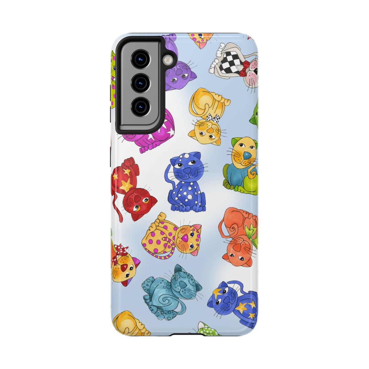 Tossed Happy Cats Blue Sky Phone Case