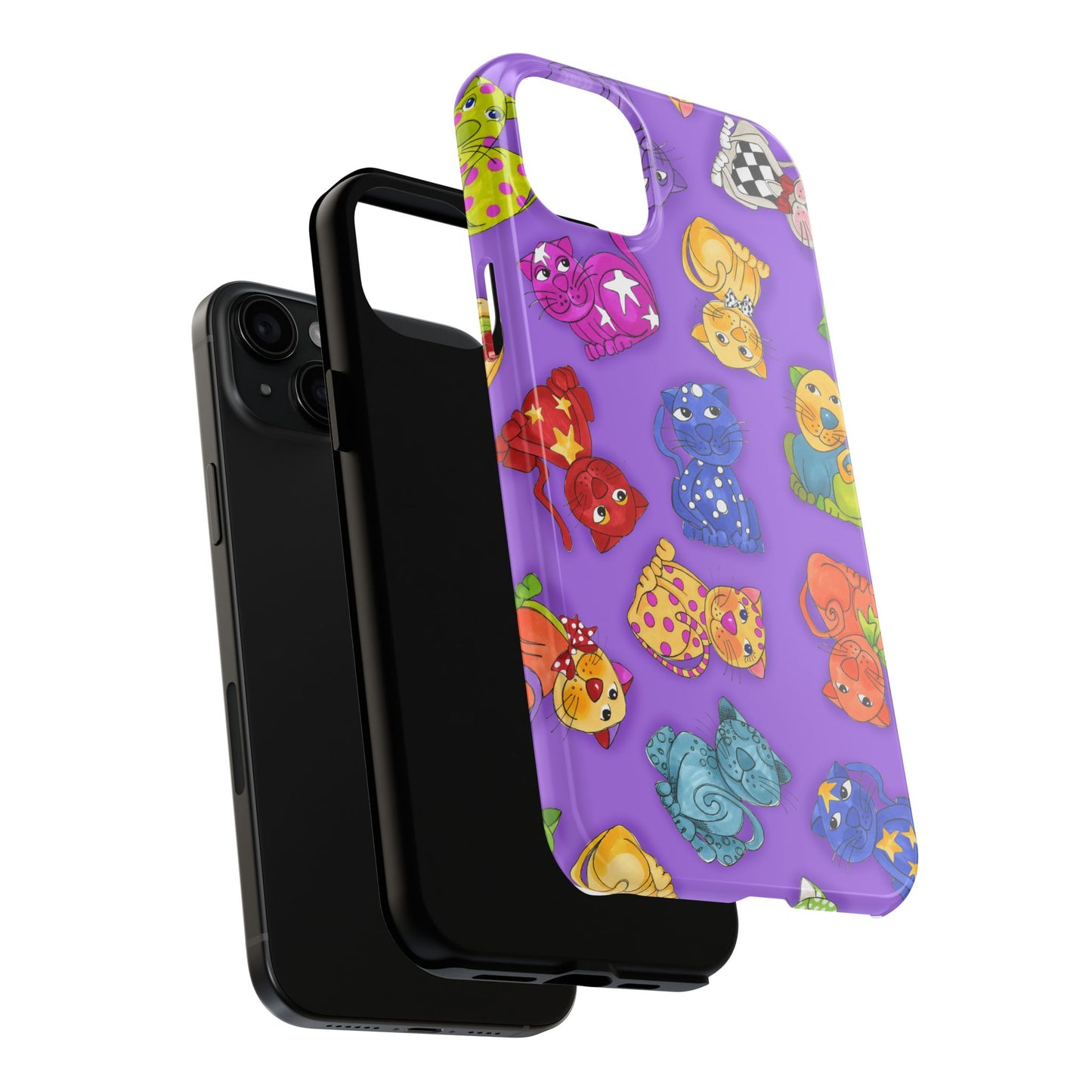 Tossed Happy Cats Purple Phone Case
