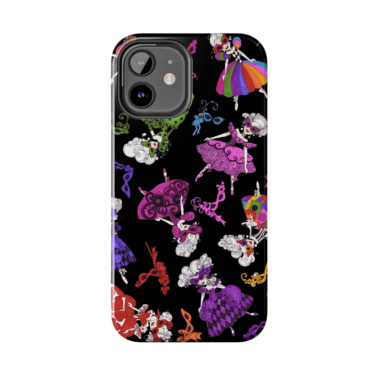 Tossed Masquerade Ladies Black Phone Case