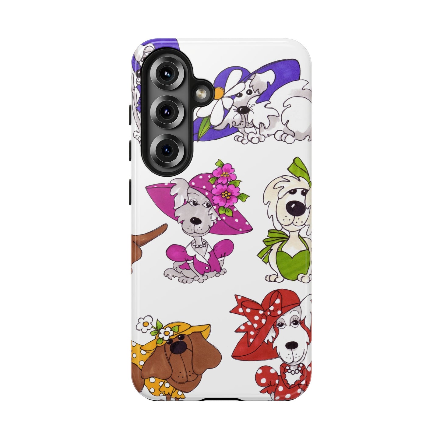 Fancy Dog Line Up White Phone Case