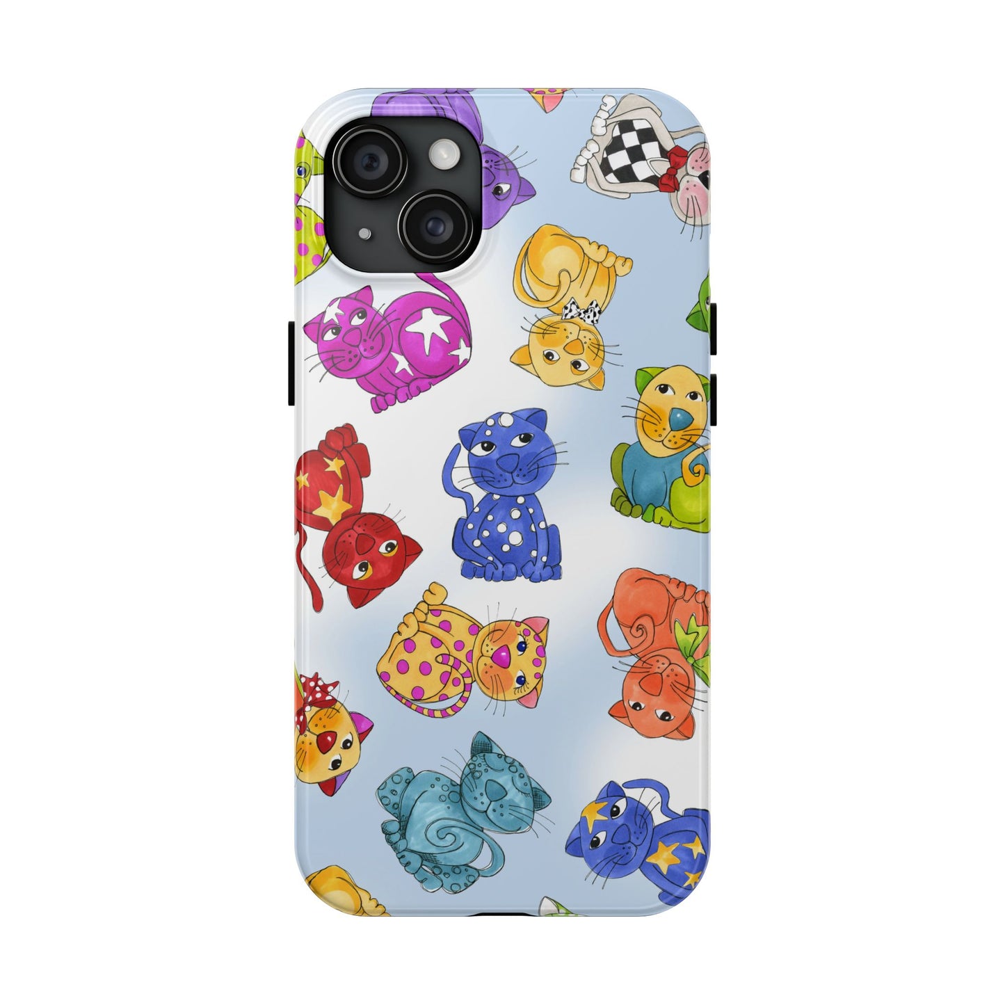 Tossed Happy Cats Blue Sky Phone Case