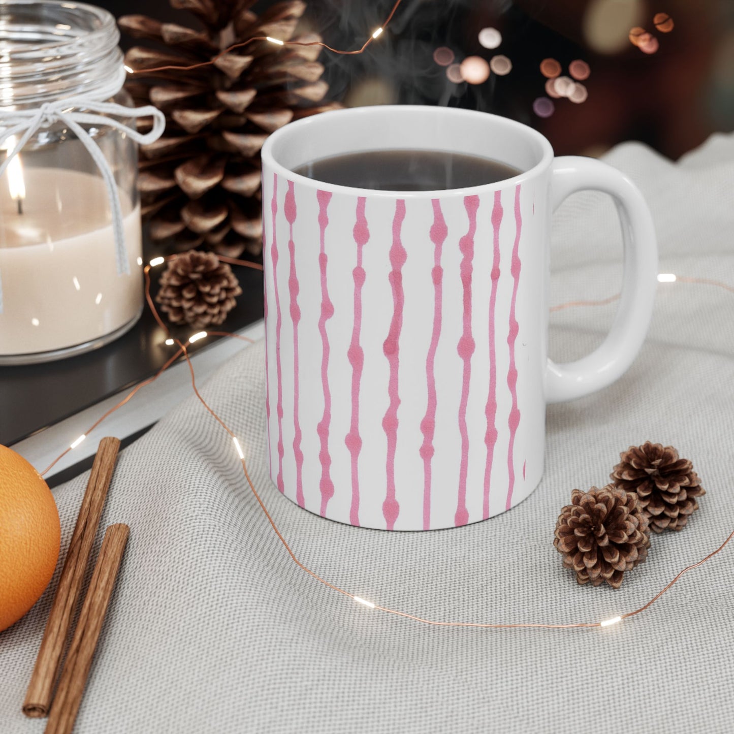 Faux Seersucker White / Pink Cup
