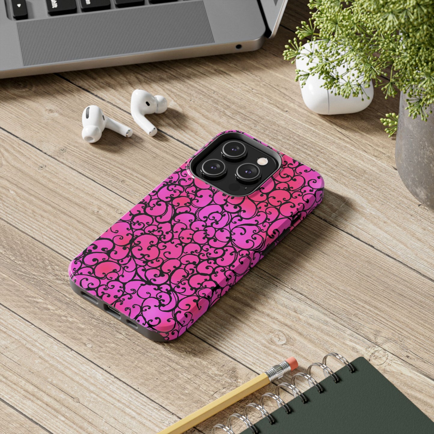 Scrollie Cerise / Black Phone Case