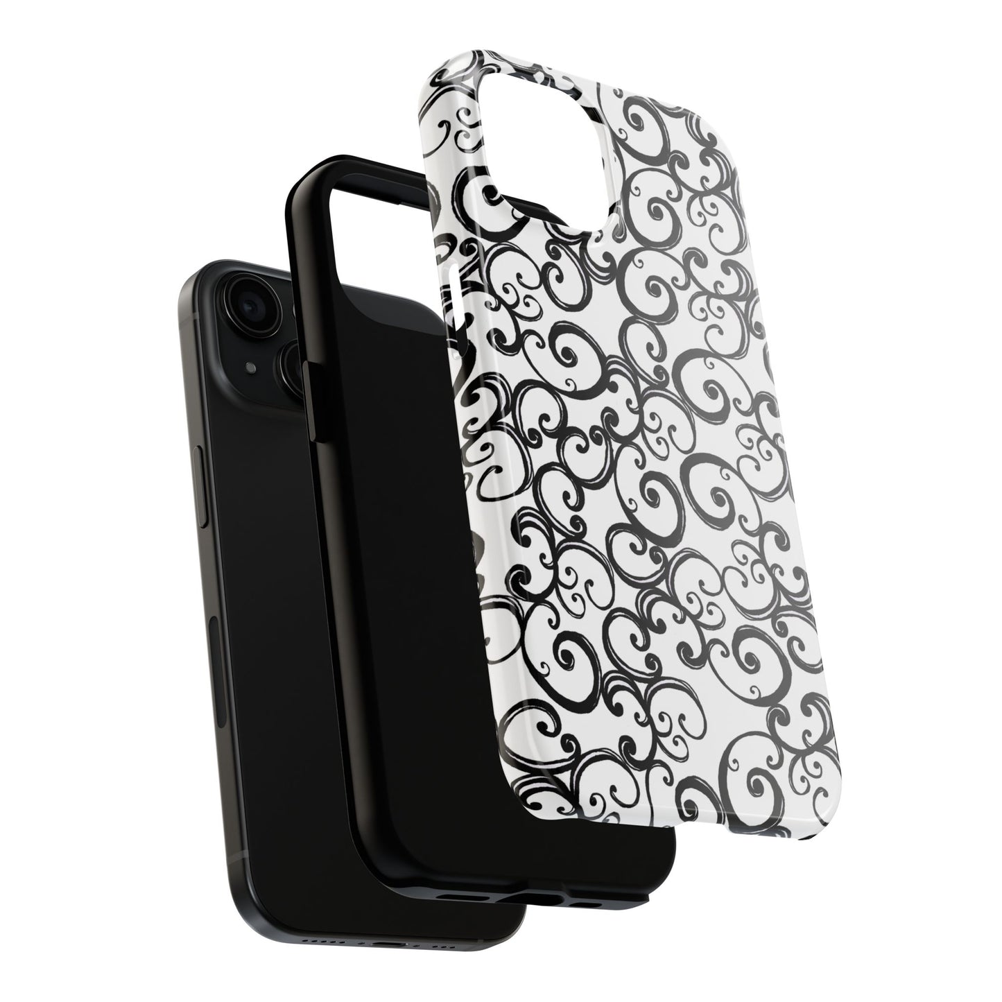 Curls White / Black Phone Case