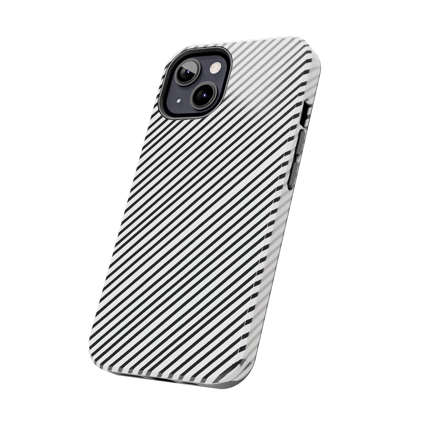 Diagonal Stripe White / Black Phone Case