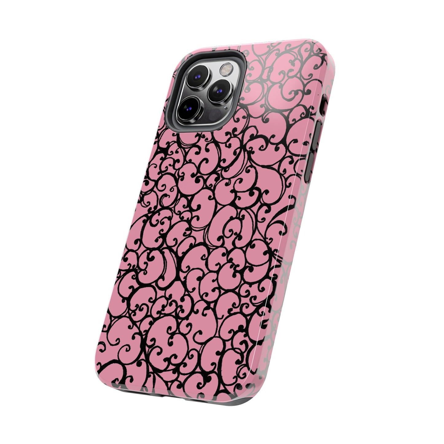 Scrollie Pink / Black Phone Case