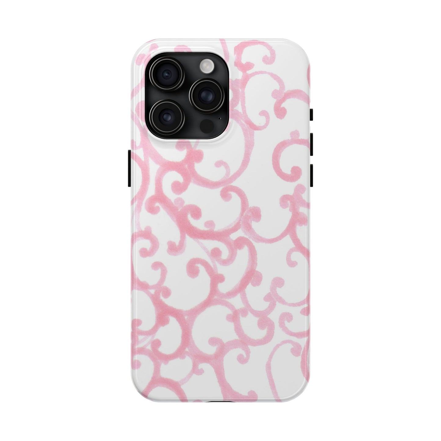 Scrollie White / Pink Phone Case