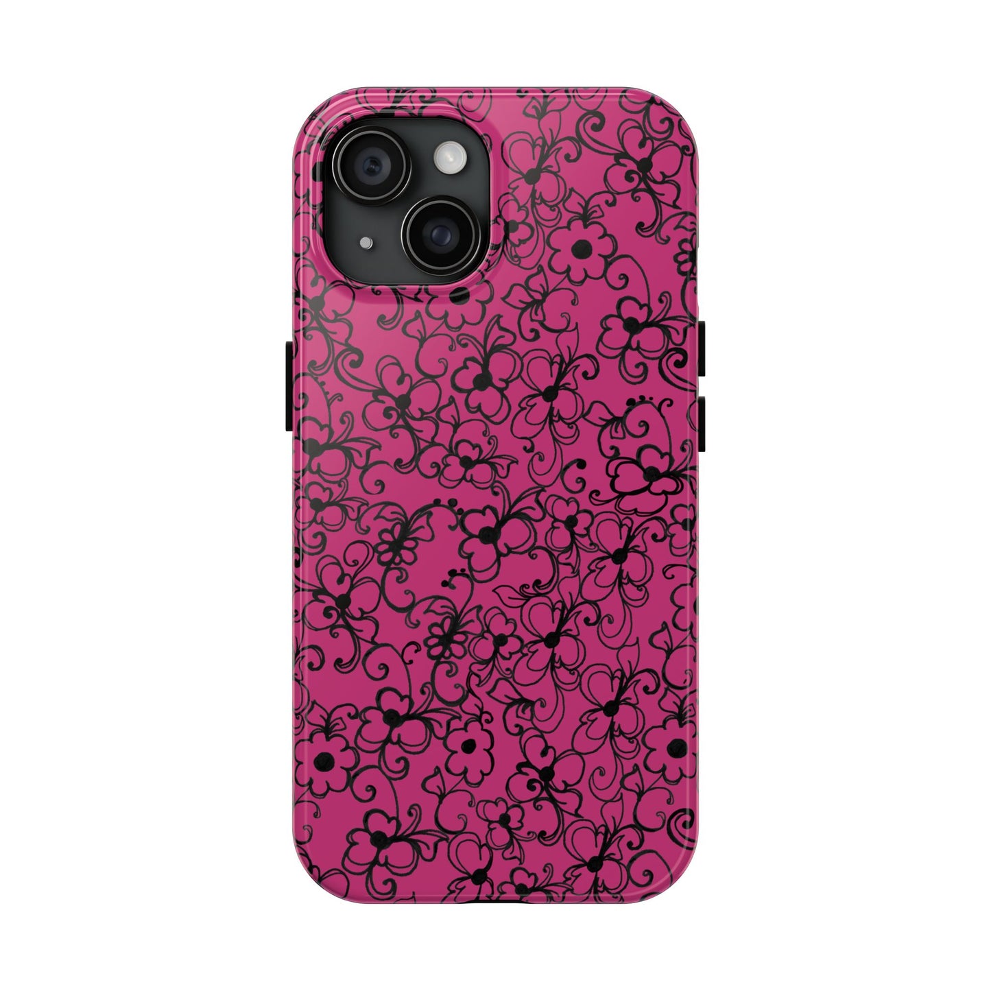 Daisy Jungle Pink / Black Phone Case