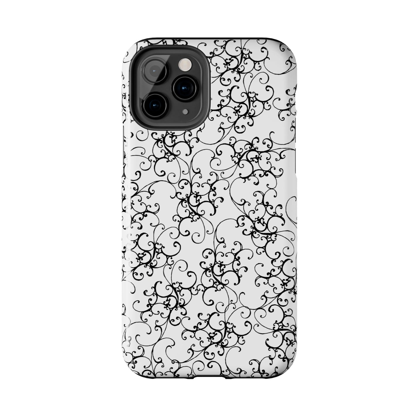 Elegant Scroll White / Black Phone Case