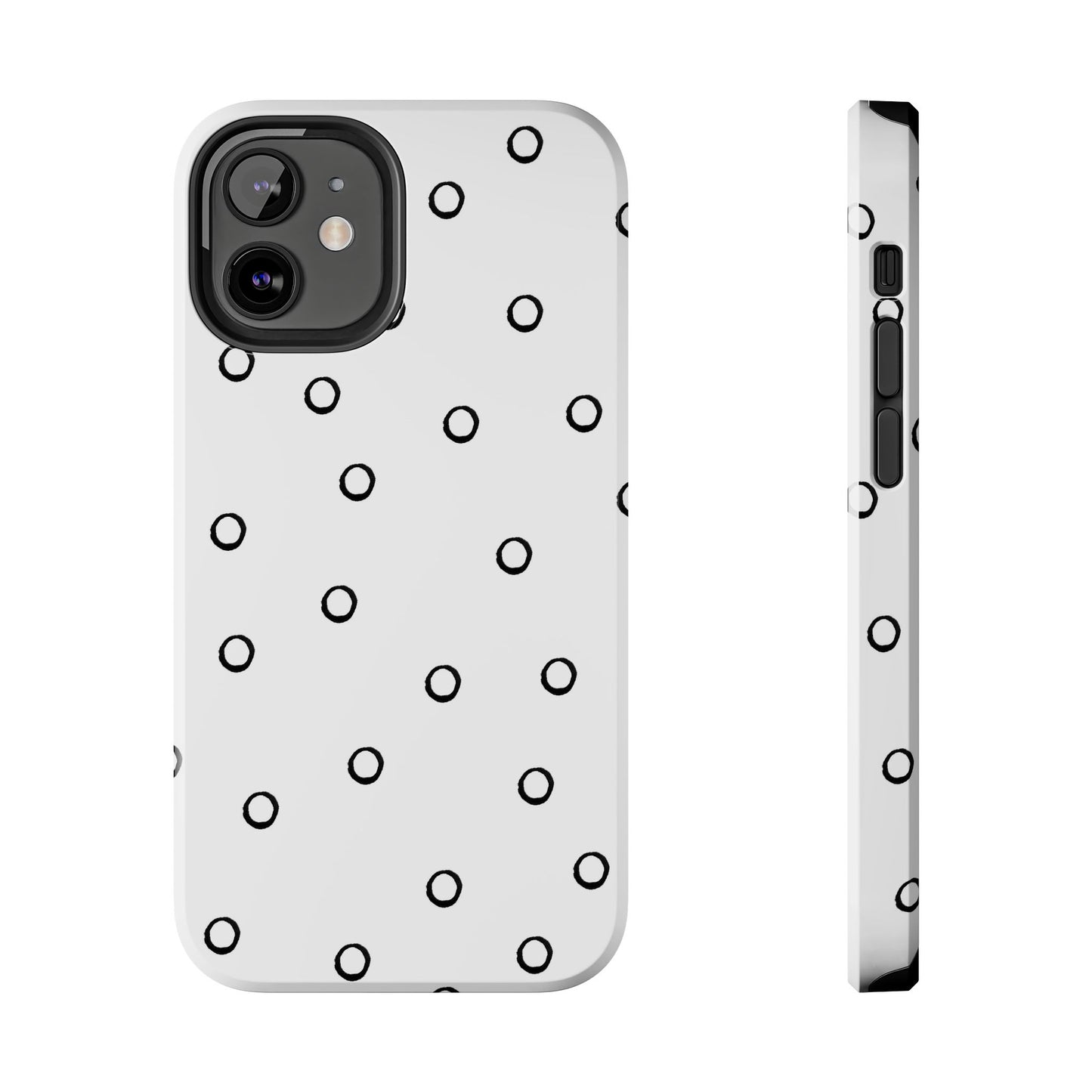 Open Dots White / Black Phone Case