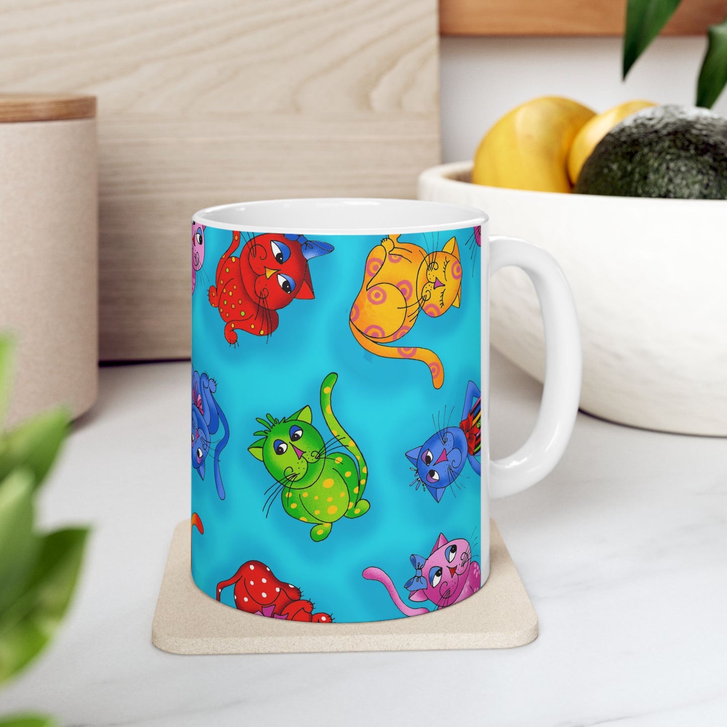 Tossed Cool Cats Turquoise Cup