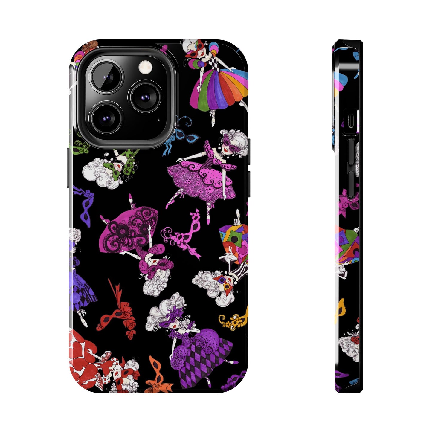 Tossed Masquerade Ladies Black Phone Case