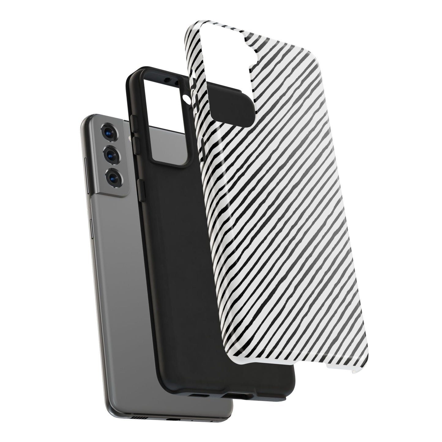 Quirky Bias Stripe White / Black Phone Case