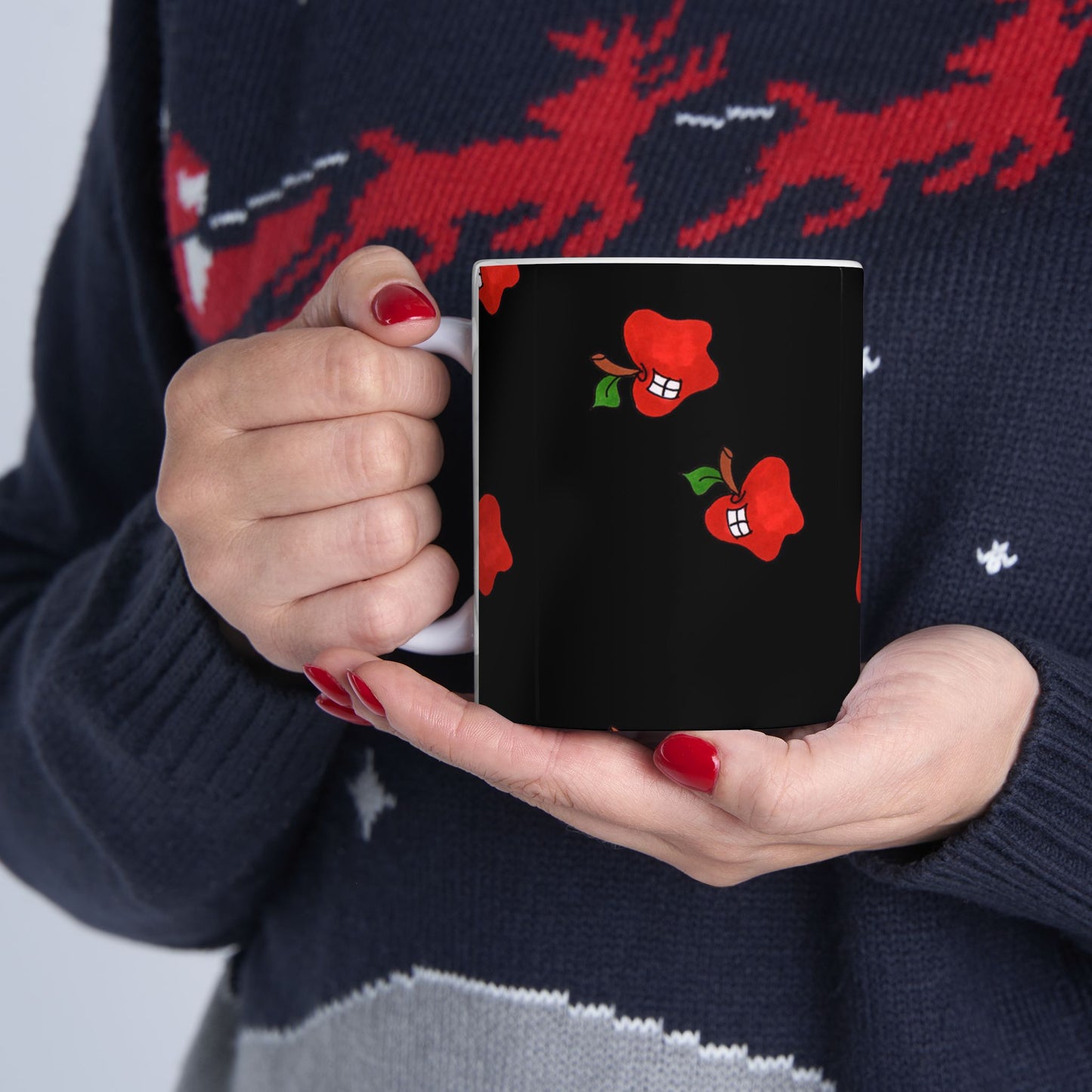 Flying Apples Black Cup