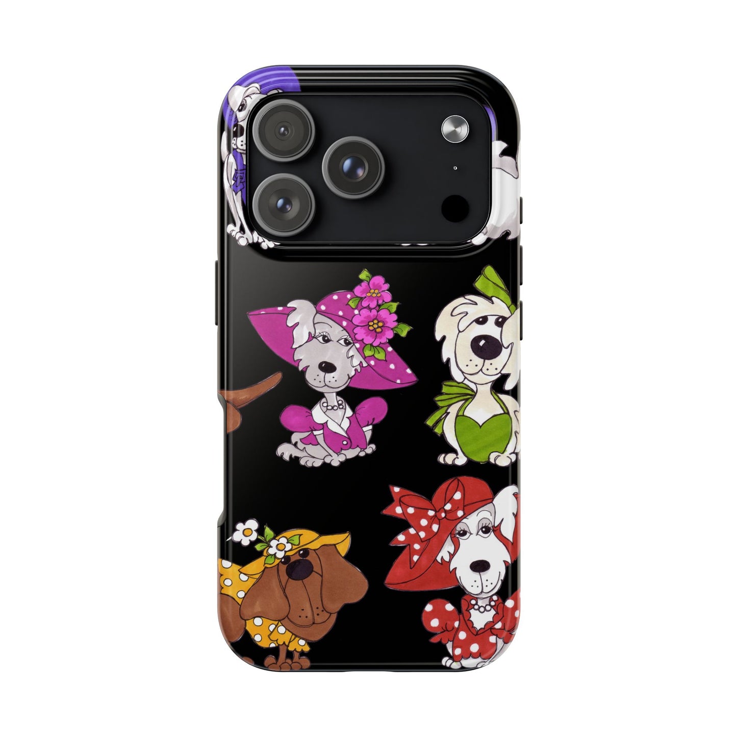 Fancy Dog Line Up Black Phone Case