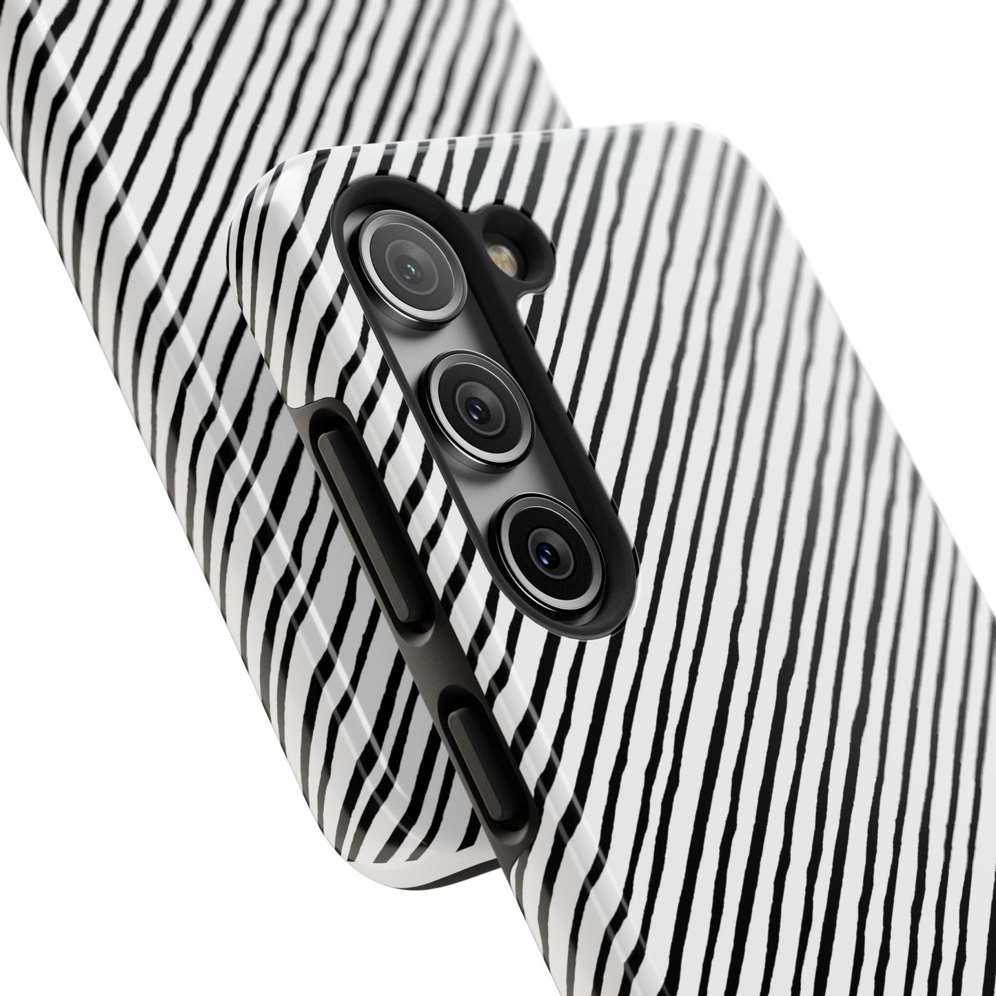 Quirky Bias Stripe White / Black Phone Case