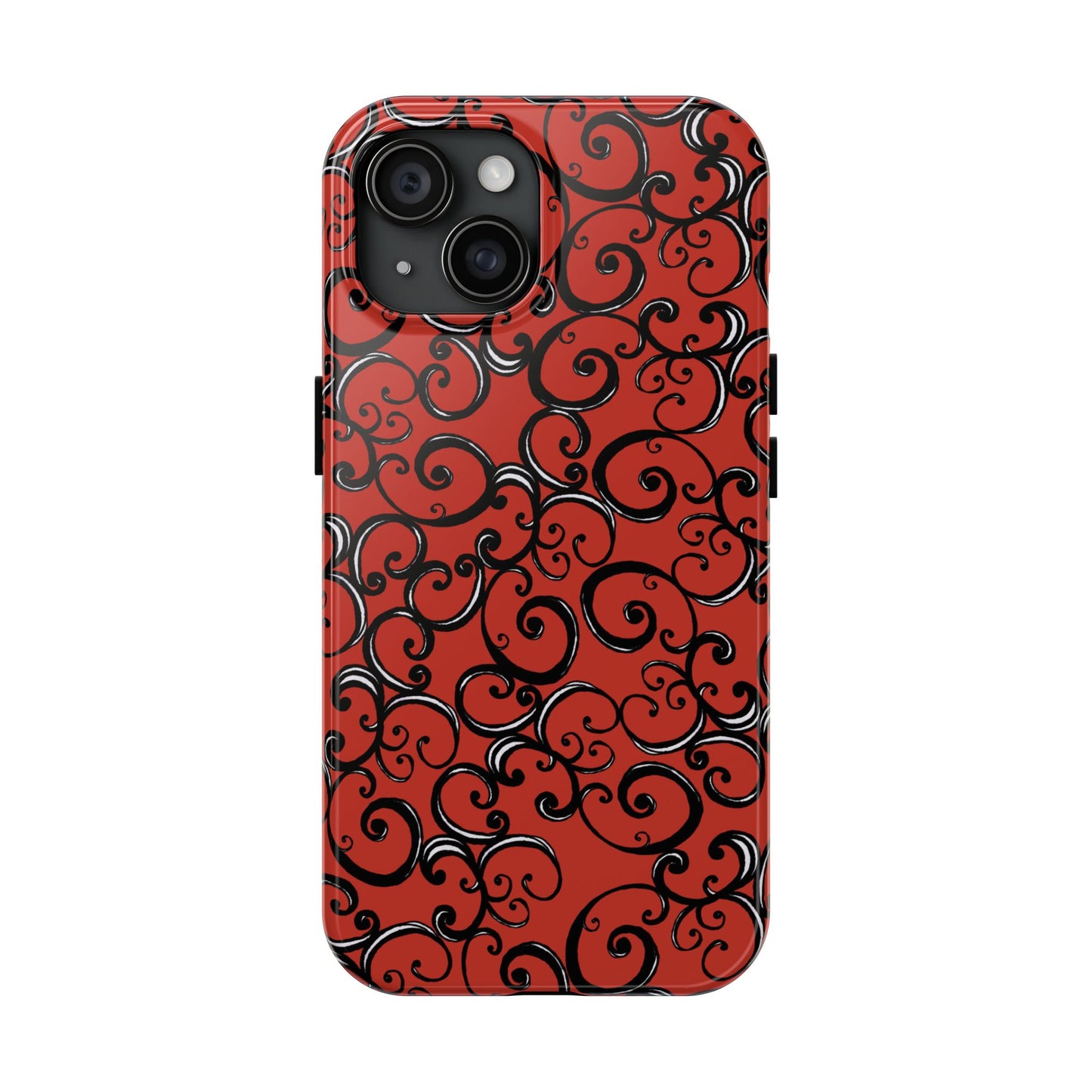 Curls Red / Black Phone Case
