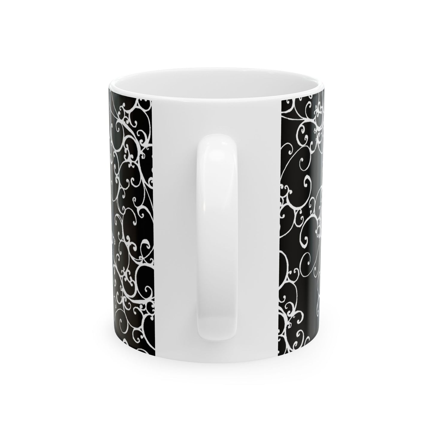 Elegant Scroll Black / White Cup