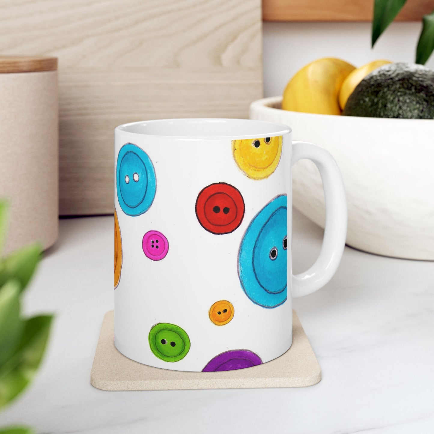 Button Dots White Cup