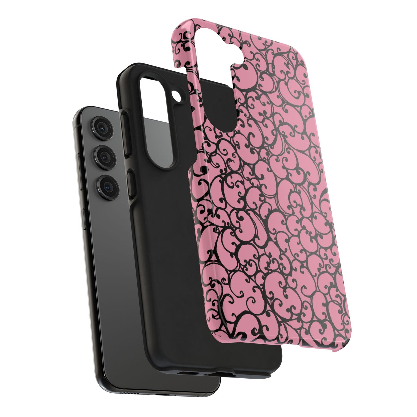 Scrollie Pink / Black Phone Case