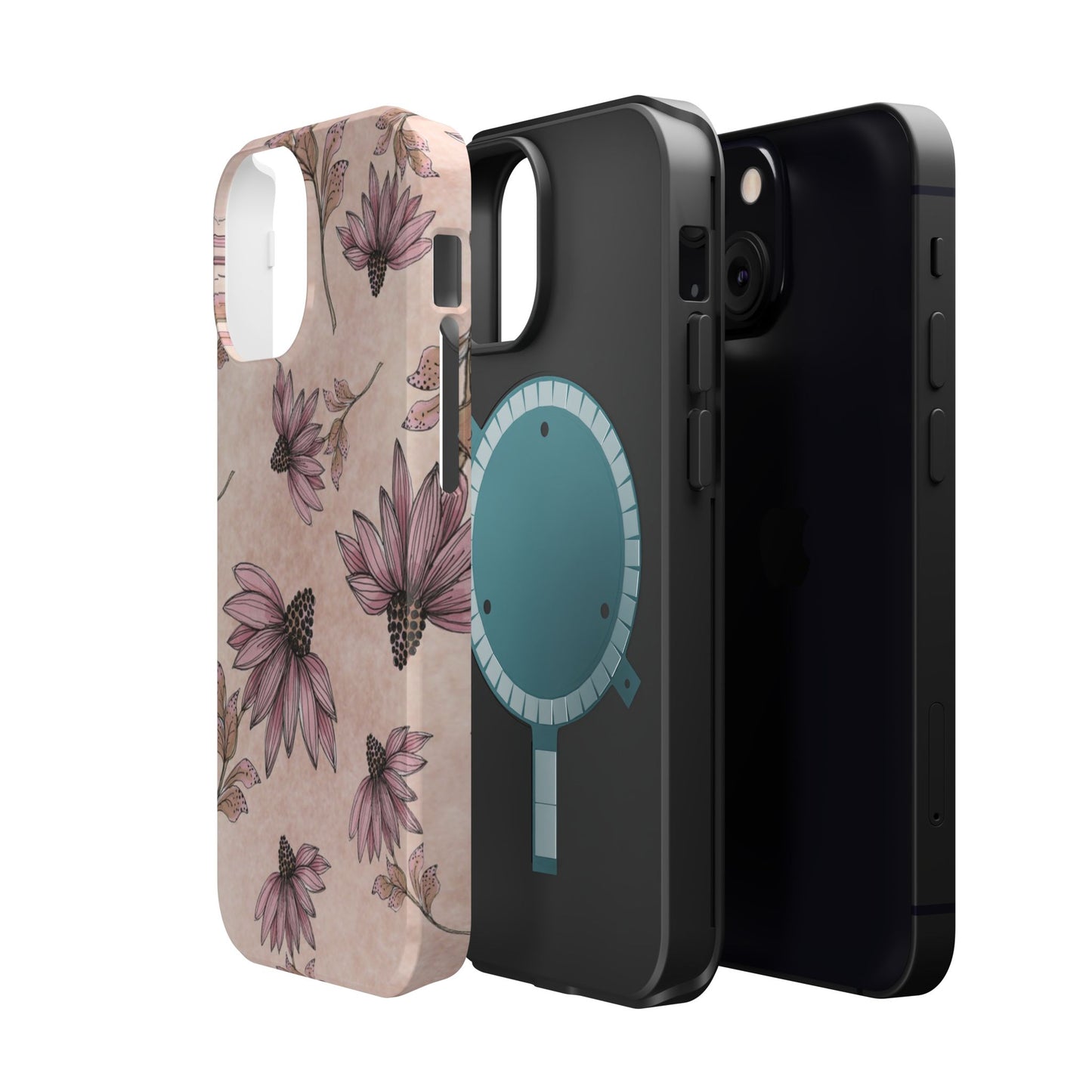 Wild Cone Flowers Pink Marble Phone Case