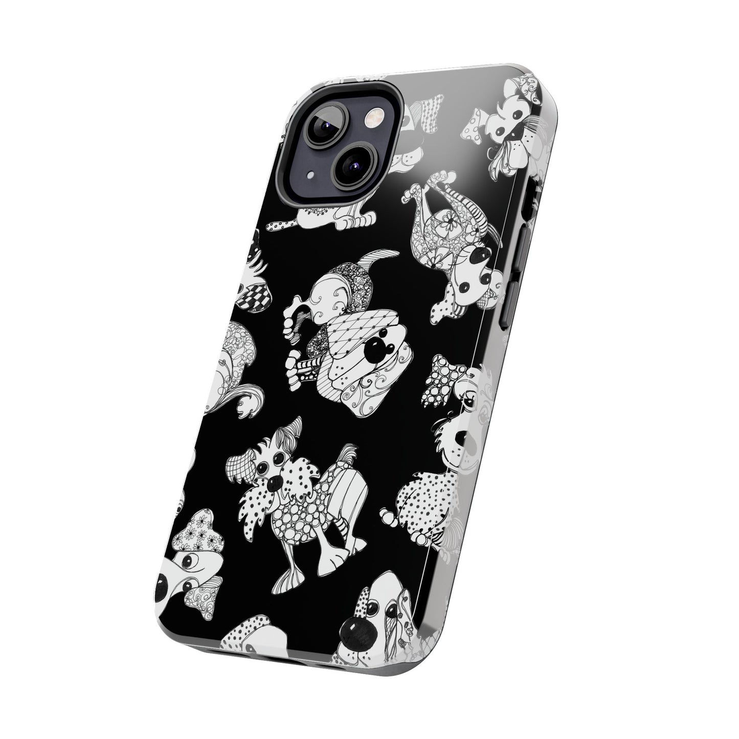 Doodle Dogs Black Phone Case