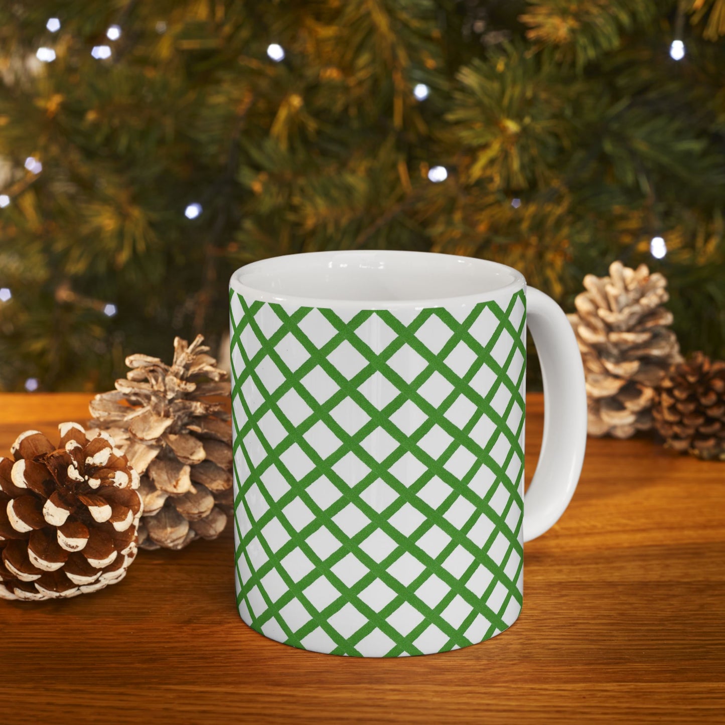 Trellis White / Green Cup